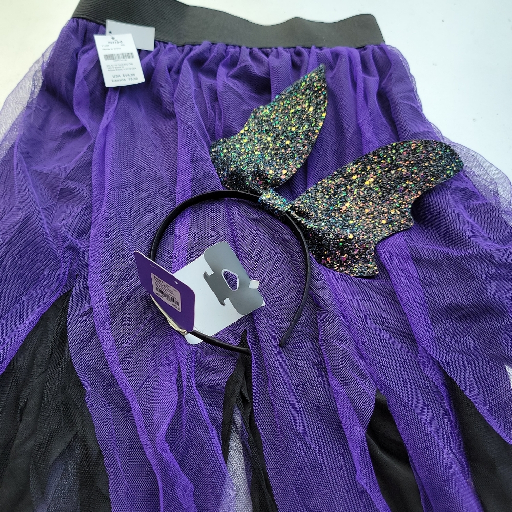Halloween Skirt & Bat Headband Set NEW Girls Size 12